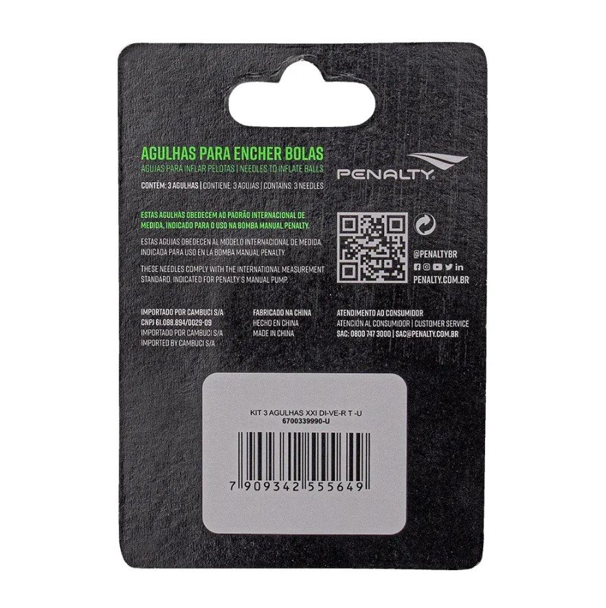 Bico Agulha Bomba De Ar Penalty Kit 3 Agulhas Bomba 670033