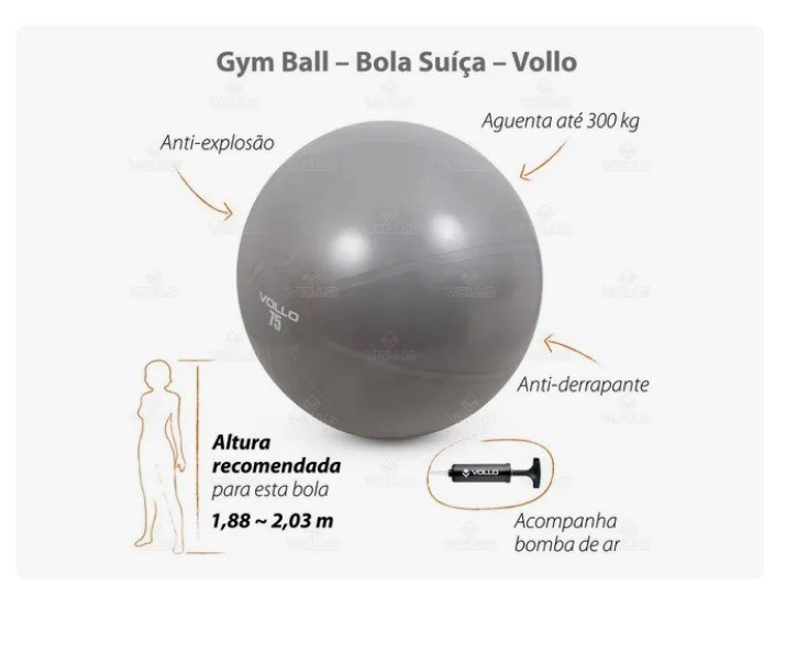 Bola de Ginástica GYM BALL c/bomba Vollo