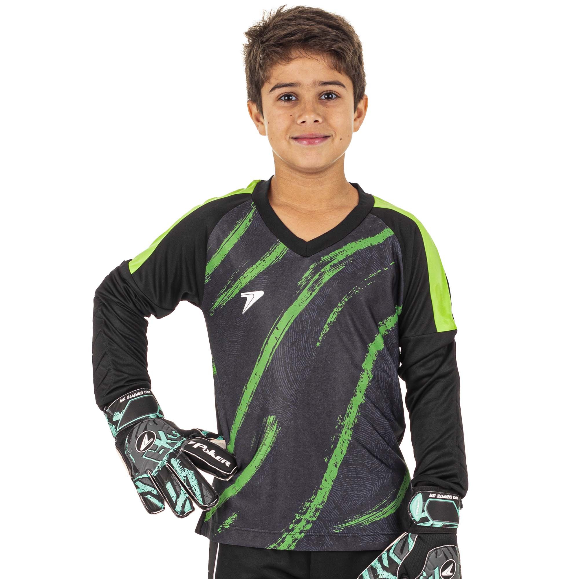 Camisa De Goleiro Poker Infantil Sublimada Orbit M/L 04459