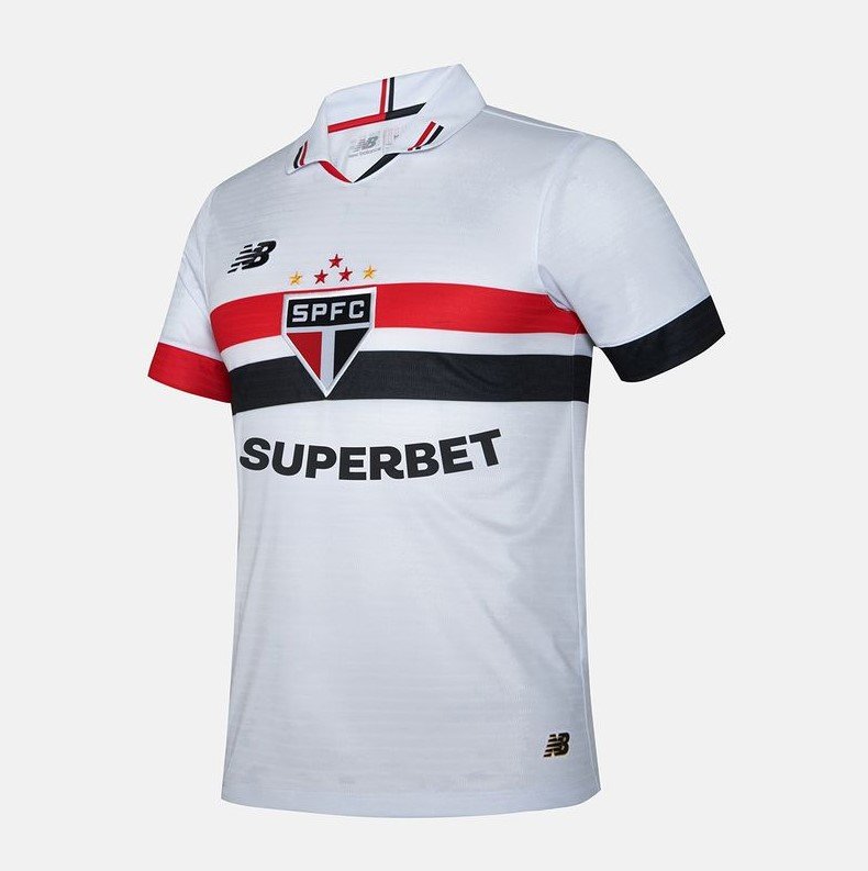 Camisa New Balance São Paulo I Masculina 2024 C/PATROCINIO MT830476