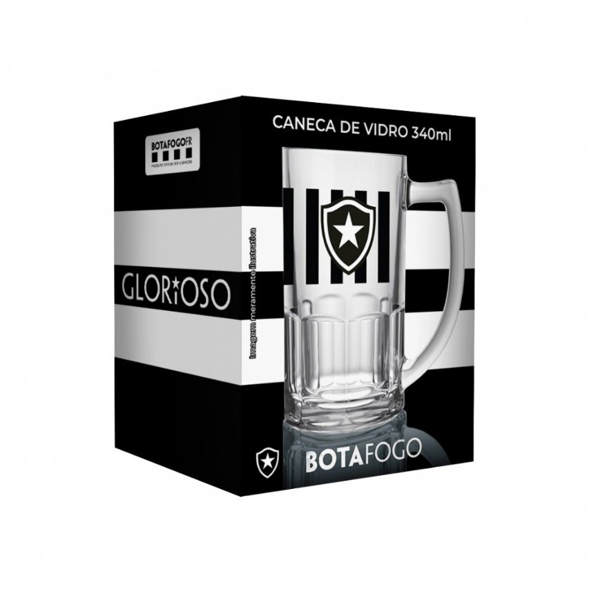 Caneca de Vidro Chopp 119032 Botafogo Oficial 340ml