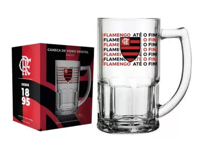Caneca de Vidro Chopp 119033 Flamengo Oficial 340ml