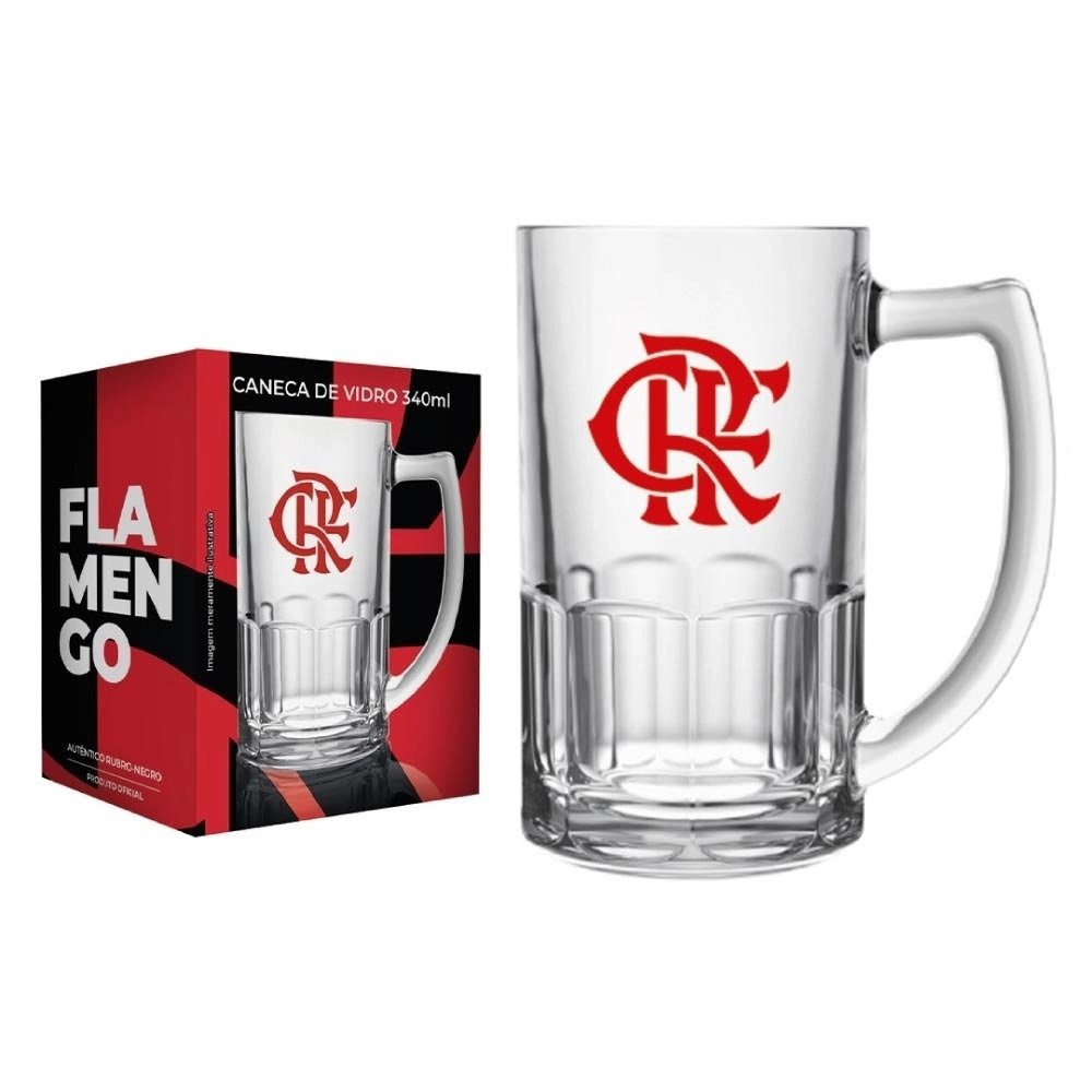 Caneca de Vidro Chopp 119033 Flamengo Oficial 340ml
