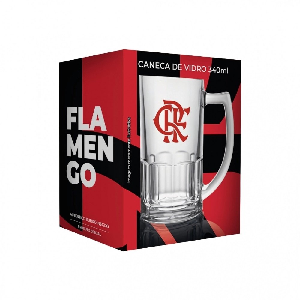 Caneca de Vidro Chopp 119033 Flamengo Oficial 340ml