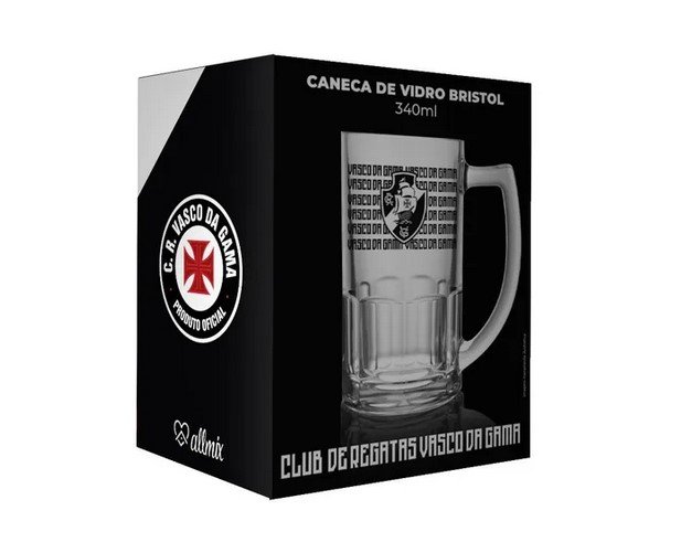Caneca de Vidro Chopp 119034 Vasco Oficial 340ml