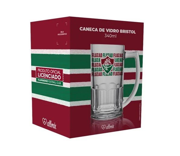 Caneca de Vidro Chopp 119035 Fluminense Oficial 340ml