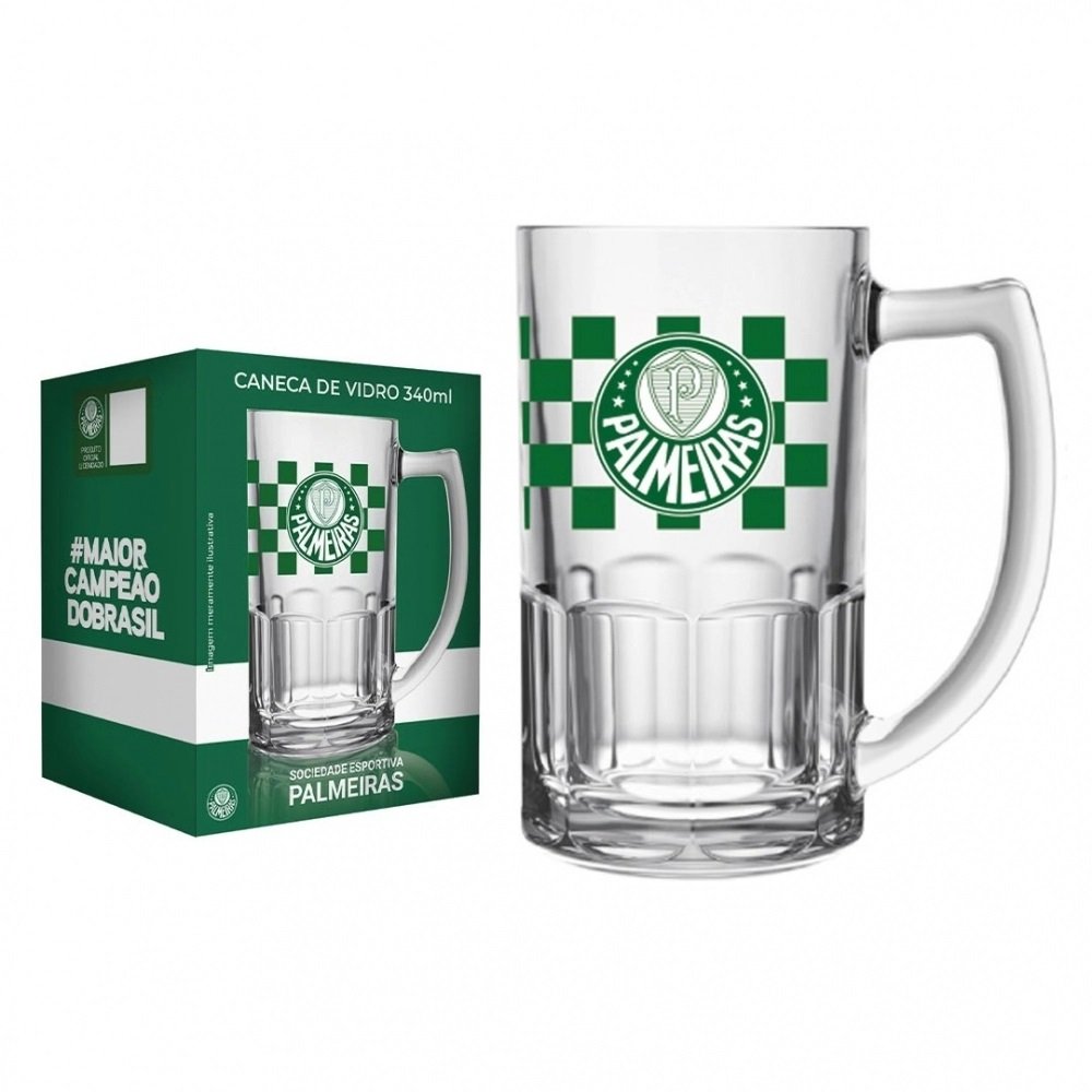 Caneca de Vidro Chopp 119038 Palmeiras Oficial 340ml