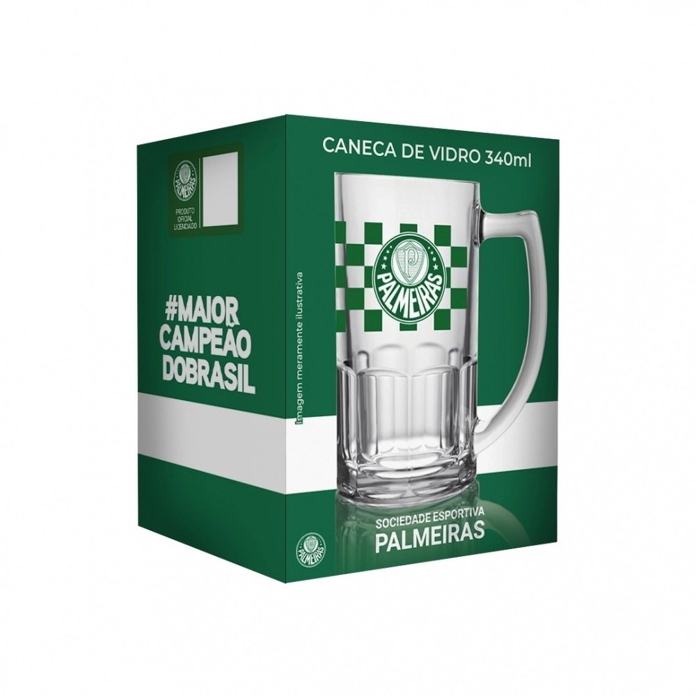 Caneca de Vidro Chopp 119038 Palmeiras Oficial 340ml