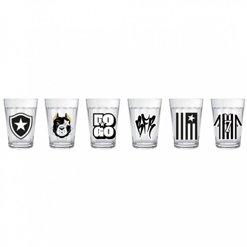 Copo Americano Kit Com 6 Botafogo 2916032 Oficial Licenciada