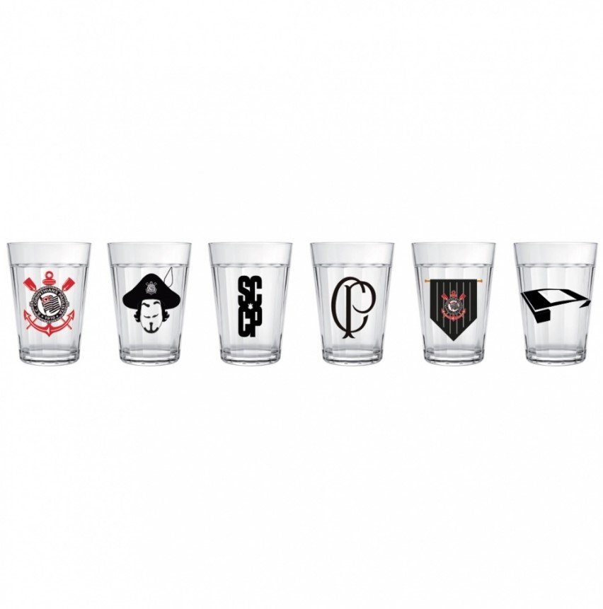 Copo Americano Kit Com 6 Corinthians Oficial Licenciado