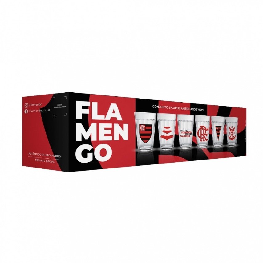 Copo Americano Kit Com 6 Flamengo 2916033 Oficial Licenciada