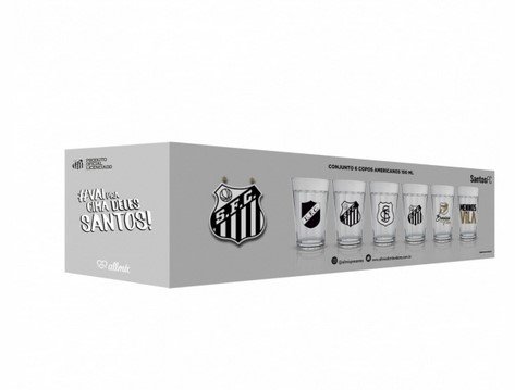 Copo Americano Kit Com 6 Santos 2916037 Oficial Licenciada