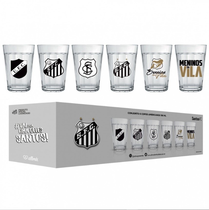 Copo Americano Kit Com 6 Santos 2916037 Oficial Licenciada