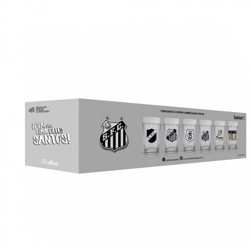 Copo Americano Kit Com 6 Santos 2916037 Oficial Licenciada