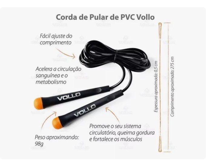 Corda de pular PVC Vollo VP1075