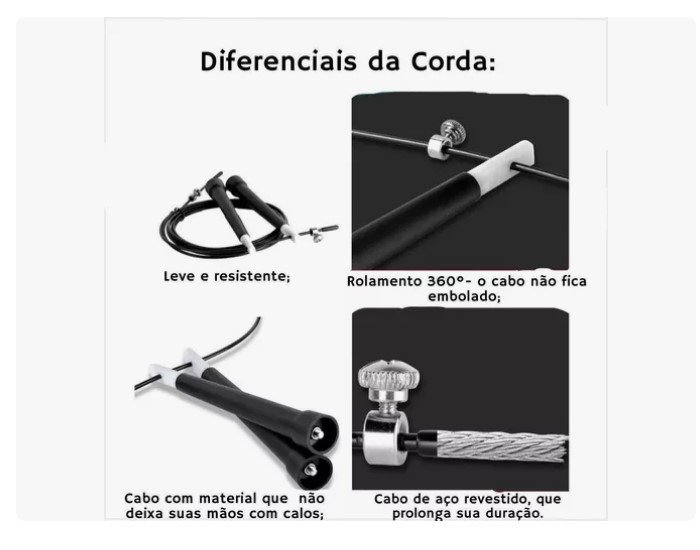 Corda Pular Academia Cabo de Aço Poker 09114