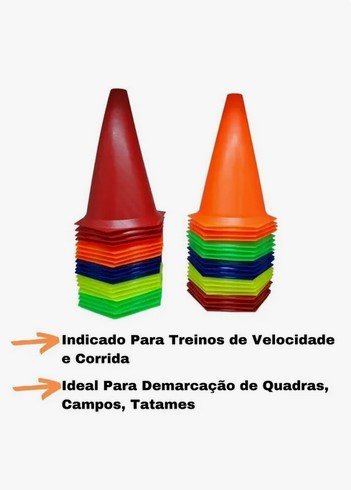 Kit 10 peças Cone 24cm Pequeno Treino Futebol Academia Funcional Ref.16