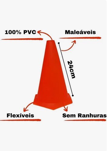 Kit 10 peças Cone 24cm Pequeno Treino Futebol Academia Funcional Ref.16