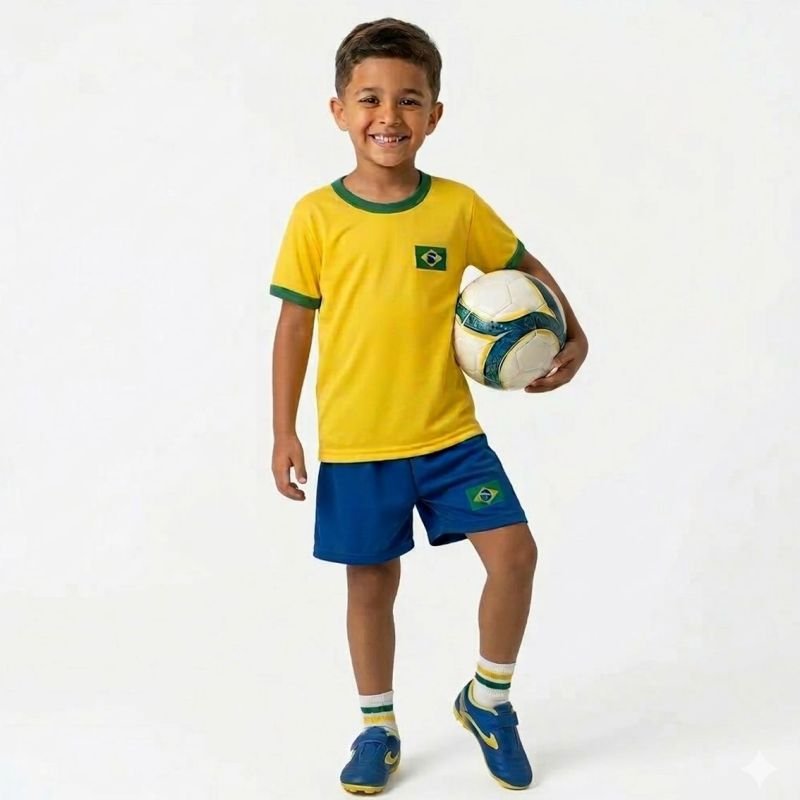 KIT Brasil Camisa+Calção+Meia Infantil Futebol TRB - Netshoes