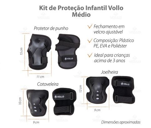 Kit de Proteção Skate Patins Vollo VKP001