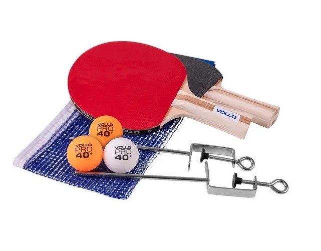 Kit Ping-Pong 2 Raquete + 3 bolas + rede + suporte Vollo VT710-R