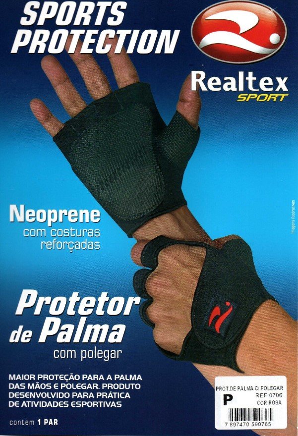 Luva Protetor De Palma Realtex Academia Ginástica Ref. 0706