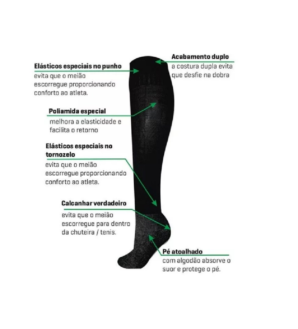 Meião Futebol Infantil Kanxa 6110 Nº 33 Ao 38