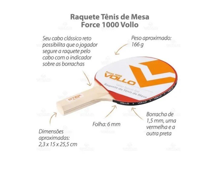 Raquete Ping-Pong Vollo Force 1000 VT601