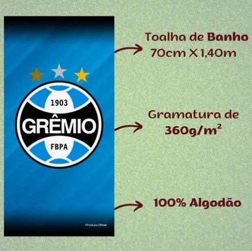 Toalha de Banho Grêmio Praia Buettner Aveludada